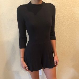 One Clothing Black Long Sleeve Open Back Romper
